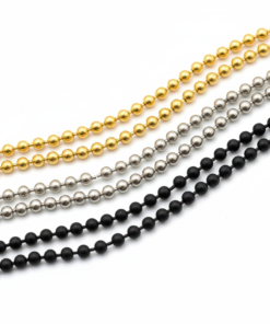 Premium Trio Set Stainless Steel Ball Bead Chain Necklaces Chain (Gold, Silver, & Matte Black)