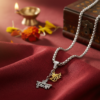 Radiant Divinity Shri Krishna & Radha Dual-Tone Pendant Necklace