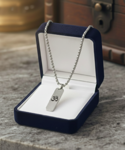 Sacred Om Inscribed Stainless Steel Textured Pendant Chain