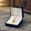 Sacred Ram Inscribed Textured Gold-Plated Pendant with Premium Box Chain
