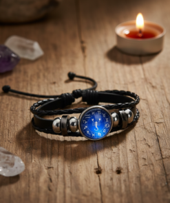 Scorpio (वृश्चिक) Unisex Zodiac Leather Bracelet – With Blue Constellation Dial