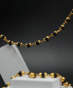 Shyama Tulsi Bead Necklace with Gold-Plated Designer Link Chain