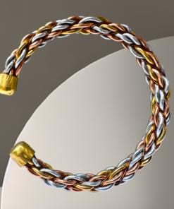 Tri-Tone Twisted Magnetic Therapy Cuff Authentic Metal Kada