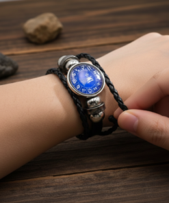 Virgo (कन्या) Unisex Zodiac Leather Bracelet – With Blue Constellation Dial