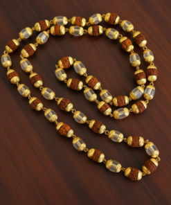 Alternative view of Divine Handcrafted Rudraksha and Sphatik Mala – Gold Plated Spiritual Protection Chain for Men & Women