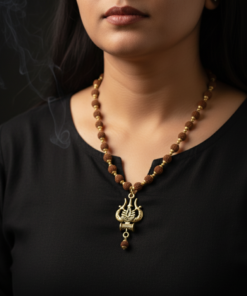 Alternative view of Authentic 5 Mukhi Rudraksha MahakaalTrishul Pendant Necklace