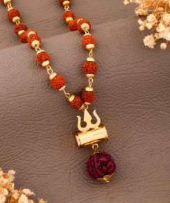 Alternative view of Authentic 5 Mukhi Rudraksha Shiv Trishakti Pendant Necklace – Sacred Shiva Trishul & Damru Design for Peace and Protection