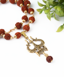 Alternative view of Authentic 5 Mukhi Rudraksha Shiv Trishul Pendant Necklace - Divine piece and Energy