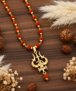 Alternative view of Authentic Shiv Trishul Rudraksha Mala With Om Symbol Divine Necklace