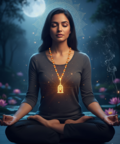 Alternative view of Handcrafted Divine Trishul & Shiv Rudraksha Pendant Necklace with Authentic 7mm