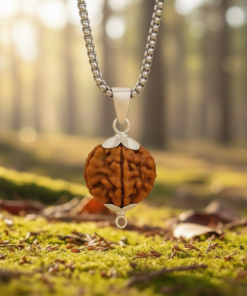 Alternative view of Authentic 6 Mukhi Nepali Rudraksha Silver Pendant with Stainles
