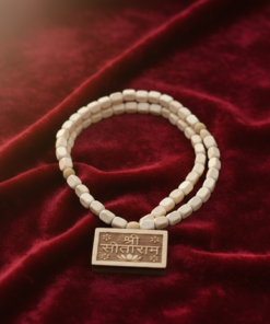 Alternative view of Authentic Hand-Carved Tulsi Bhaktmaal Mala – Shri Sitaram Inscribed Pendant