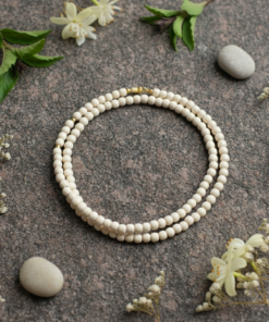 Alternative view of Authentic Vrindavan 2 Round Tulsi Mala – Handcrafted 4mm  White Beads