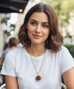 Alternative view of Authentic 4 Mukhi Nepali Rudraksha Silver Pendant with Stainles