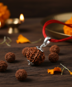 Alternative view of Authentic 7 Mukhi Nepali Rudraksha Silver Pendant with Stainles