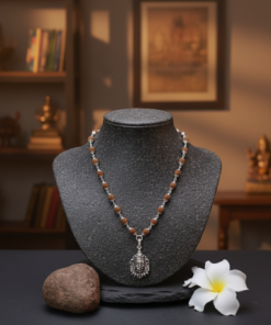 Alternative view of Silver Cap Rudraksha Necklace Chain with Mahakal Silver Pendant – Sacred Shiva Protection & Divine Energy