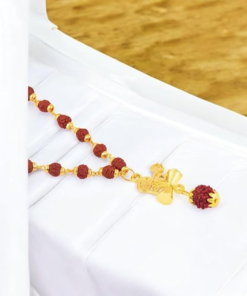 Alternative view of Sacred Rudraksha Necklace Chain with Lord Shiva Pendant –Devotional Spiritual Jewelry