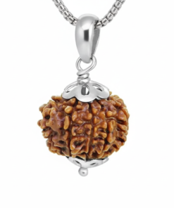 Authentic 10 Mukhi Nepali Rudraksha Silver Pendant with Stainless Steel