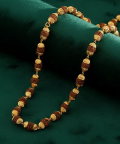 Authentic 5 Mukhi Rudraksha Gold-Plated Neck Chain – Elegant Spiritual Jewelry