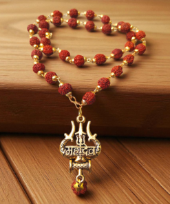 Authentic 5 Mukhi Rudraksha Mahadev Trishul Pendant Necklace