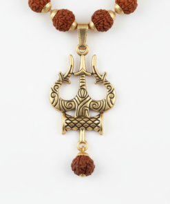 Authentic 5 Mukhi Rudraksha Shiv Trishul Pendant Necklace - Divine piece and Energy