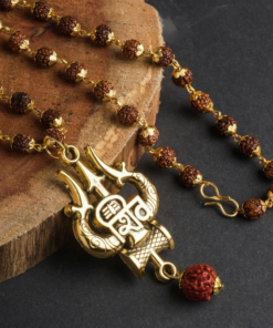 Authentic 5 Mukhi Rudraksha Shiv Trishul Pendant Necklace – Sacred Shiva Protection & Spiritual Energy