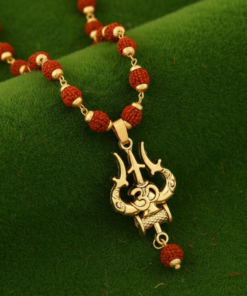 Authentic Shiv Trishul Rudraksha Mala With Om Symbol Divine Necklace