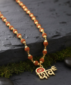 Sacred Rudraksha Necklace Chain with Lord Shiva Pendant – Devotional Spiritual Jewelry