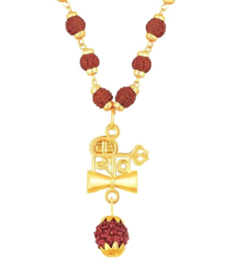 Sacred Rudraksha Necklace Chain with Lord Shiva Pendant –Devotional Spiritual Jewelry