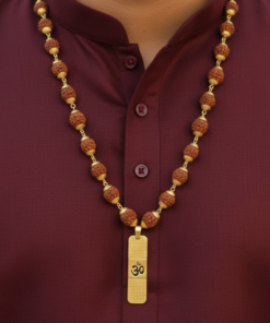 The Sacred Vibration Rudraksha & Gold Om Pendant Necklace