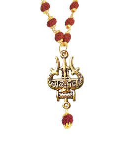 Alternative view of Authentic 5 Mukhi Rudraksha Mahadev Trishul Pendant Necklace – Sacr