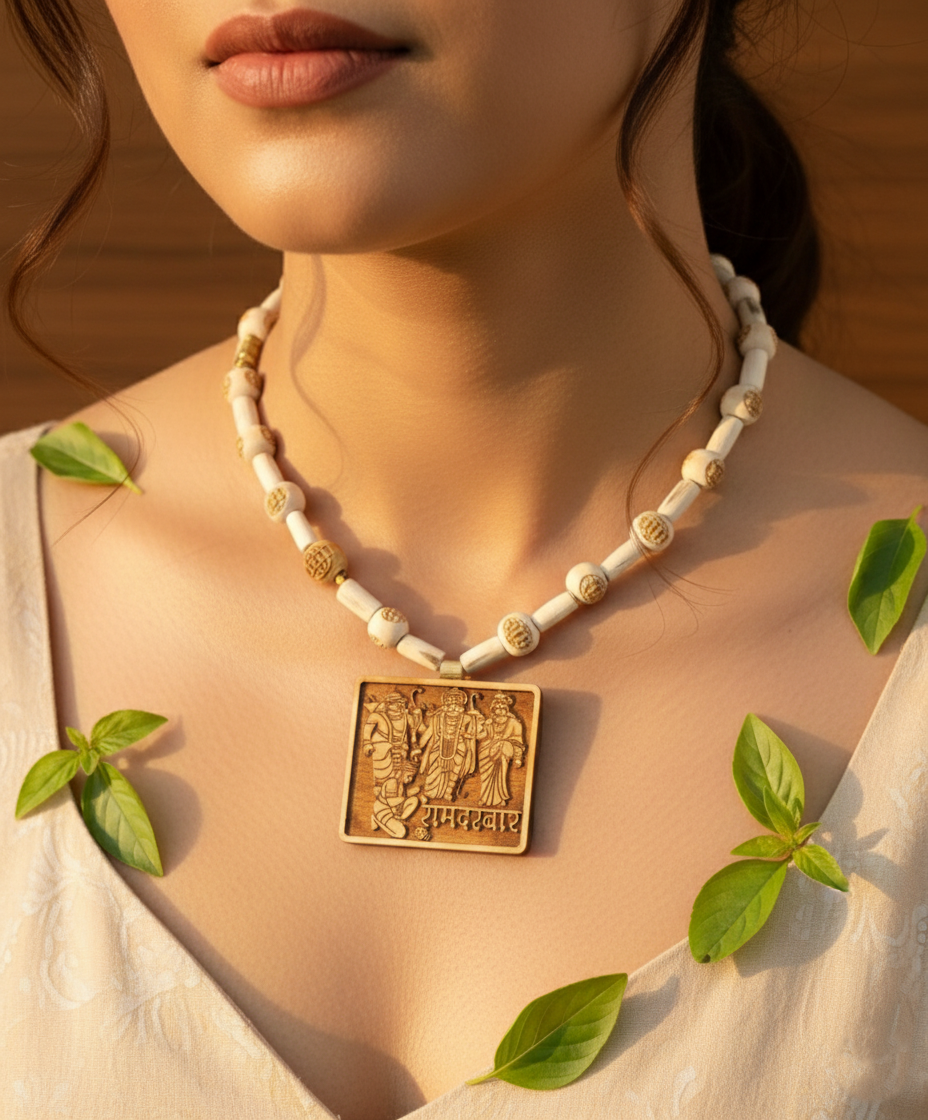 Sacred Ram Darbar Tulsi Mala – 22 Hand-Carved Ram Name Beads (10mm) - Image 4