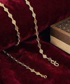 Alternative view of Women's Traditional Gold-Toned Floral Link Chain Necklace  Openwork Pinwheel Motif Everyday Jewelry