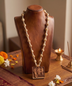 Alternative view of Handcrafted Ram Darbar Tulsi Mala Pendant Necklace  Engraved Shri Ram Mantra Beads Mala