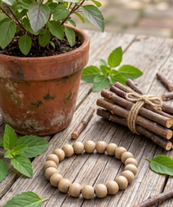 Alternative view of Authentic Tulsi Wood Bead Bracelet – Handmade Sacred Wooden Stretch Bracelet for Men & Women