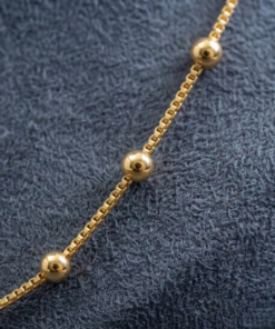 Alternative view of Women's Gold-Toned Beaded Station Chain Necklace  Polished Ball Link Chain for Pendants