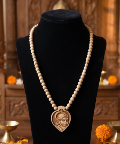 Alternative view of Authentic Tulsi Mala with Carved Hanuman Ji Wooden Pendant  Devotional Kanthi