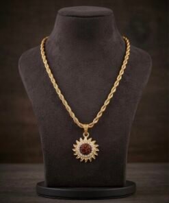 Alternative view of Premium Gold-Plated Rope Chain with Divine Surya Rudraksha Pendant