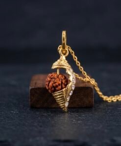 Gold-Plated Shankh Rudraksha Pendant and Chain Set