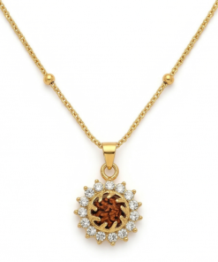 Alternative view of The ANVIKA Sacred Rudraksha Sunburst Pendant with Iconic Beaded Chain