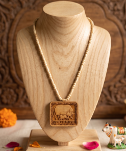 Alternative view of Authentic Tulsi Mala with Engraved Jai Gau Mata Wooden Pendant