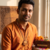 Authentic Tulsi Mala with Engraved Jai Gau Mata Wooden Pendant