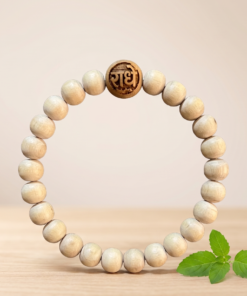 Authentic Tulsi Wood Bead Bracelet With Rudraksha– Handmade Sacred Wooden Stretch Bracelet for Men & Women