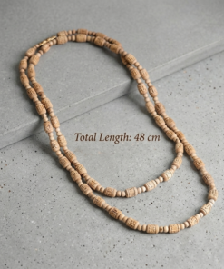 Divine Holy Basil Tulsi Mala – 2 Round Authentic Wooden Bead Necklace for Meditation