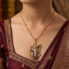 Gold-Plated Shrinathji Shrinath Ji Pendant with Delicate Beaded Chain