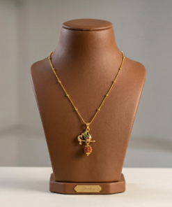 Gold-Toned Divine Krishna Flute & Peacock Feather Pendant Necklace