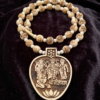 Hand-Carved 'Shri Sitaram' Ram Darbar Tulsi Mala Pendant Necklace - Sacred Spiritual Prayer Beads