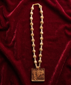 Handcrafted Ram Darbar Tulsi Mala Pendant Necklace Engraved Shri Ram Mantra Beads Mala