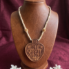 Heart-shaped Hand-Carved 'Shri Radha' Tulsi Mala Pendant Necklace - Spiritual Prayer Beads