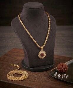 Premium Gold-Plated Rope Chain with Divine Surya Rudraksha Pendant